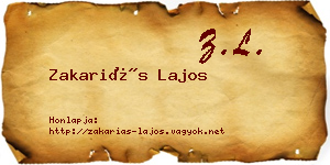 Zakariás Lajos névjegykártya